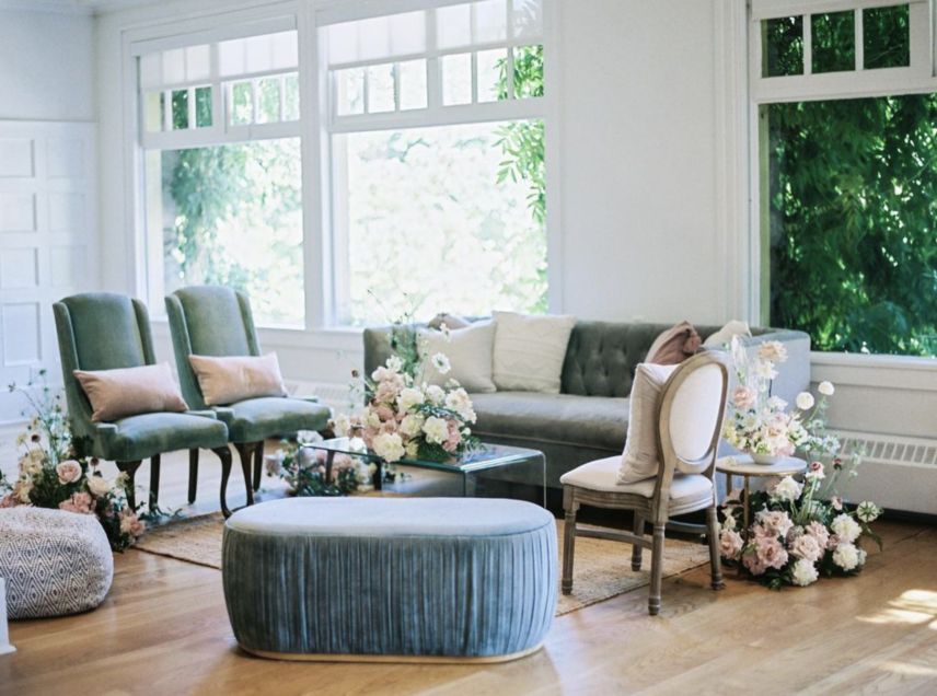 Lavish seating within the Tea Room at the Stanley Park Pavilion